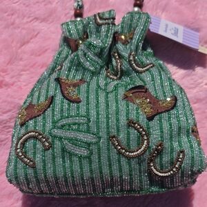 Green Western Beaded Bag